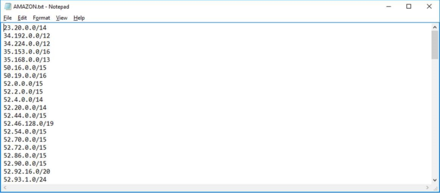 AWS IP-adresser i .txt- fil